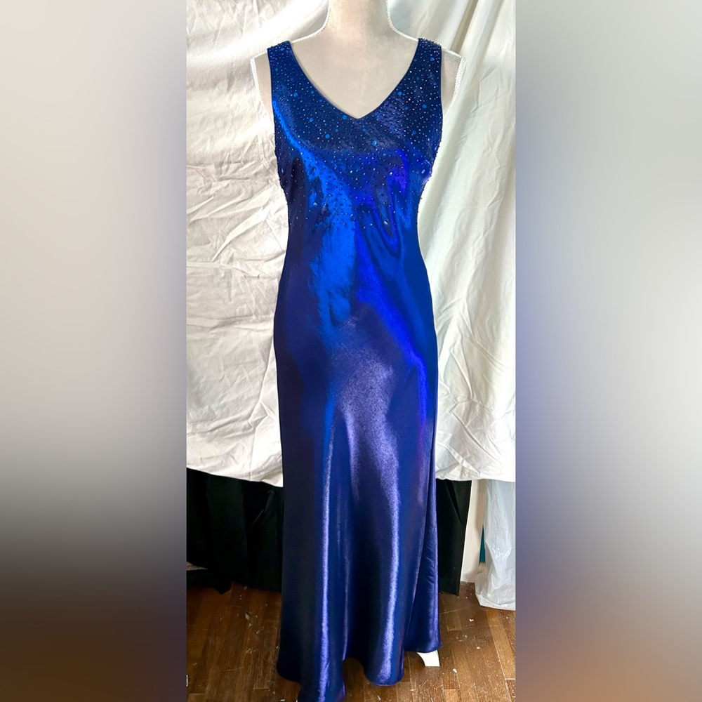 Vintage Y2K Alex Evenings Royal Blue Beaded Gown, Jacket Set, Size 8P